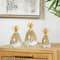 Clear & Gold Crystal Faceted Pineapple Sculpture Set